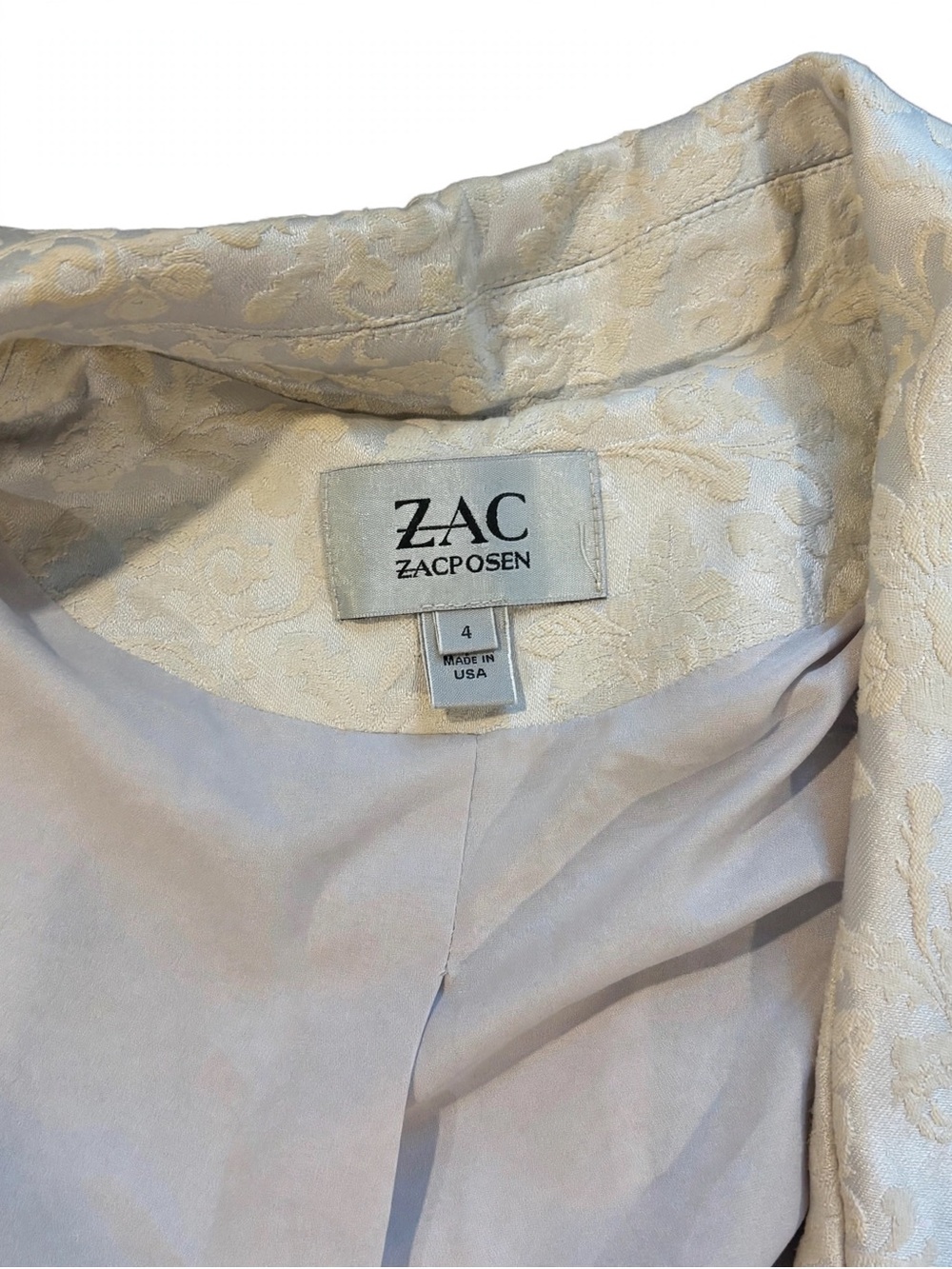 ZAC Zac Posen Silver Damask A-Line Scoop-Neck Dress - Picture 5 of 5